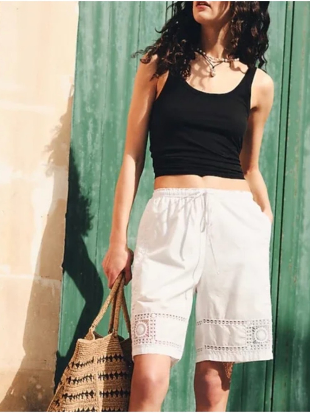 J. Crew White Eyelet Bermuda Shorts